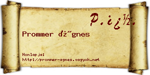 Prommer Ágnes névjegykártya