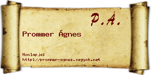 Prommer Ágnes névjegykártya